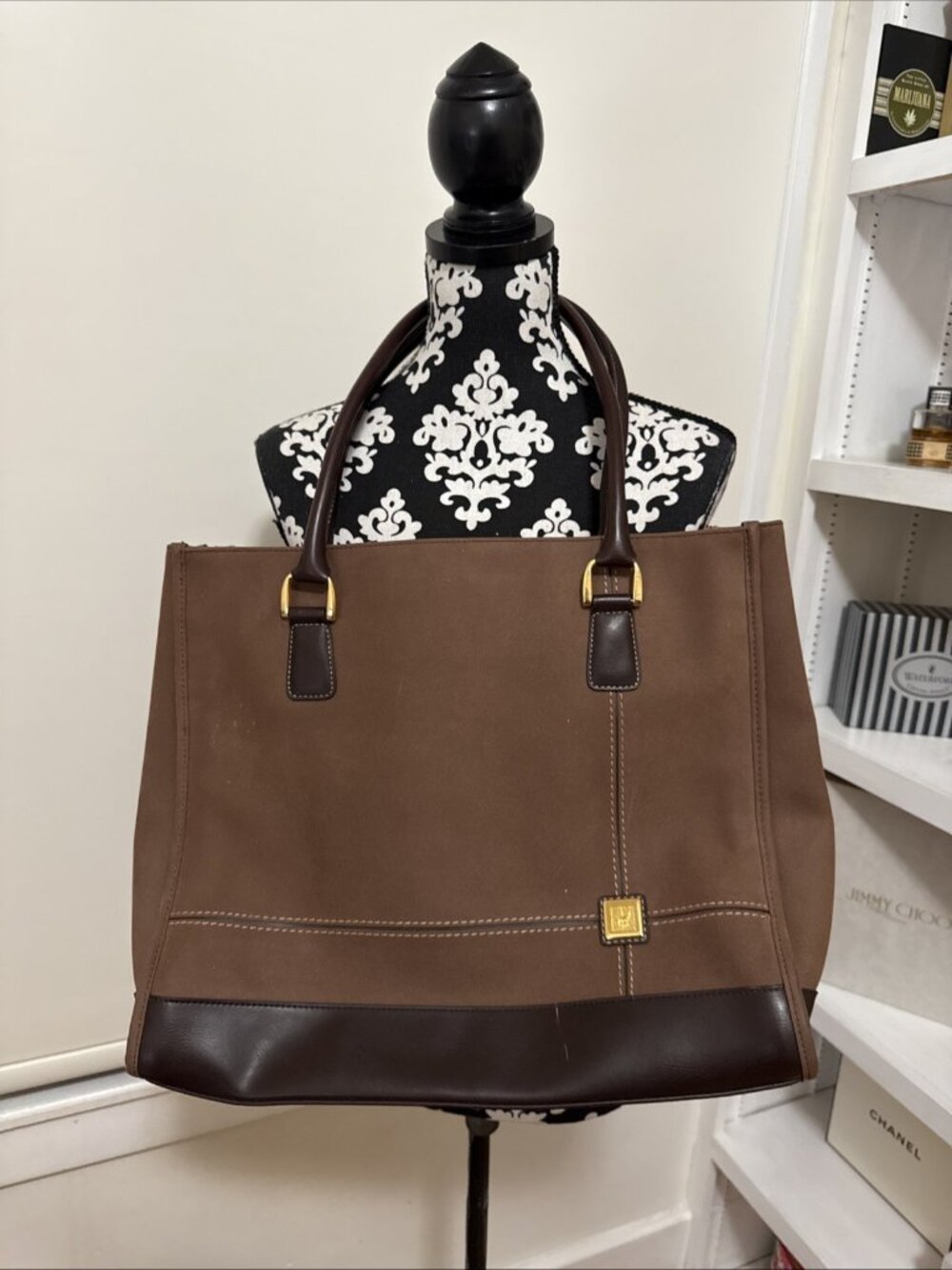 DVF Diane Von Furstenberg Brown Suede laptop bag